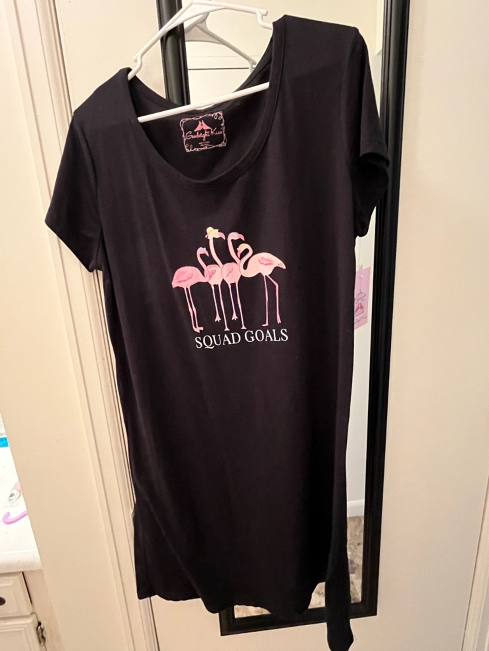 Black 'Squad Goals' Flamingo Graphic Tee Dress